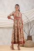 Women Maroon Floral Printed Anarkali Dress